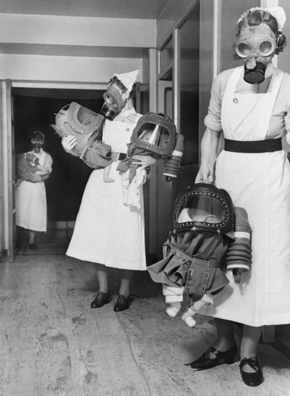 27 - Gas masks for babies tested at an English hospital 1940