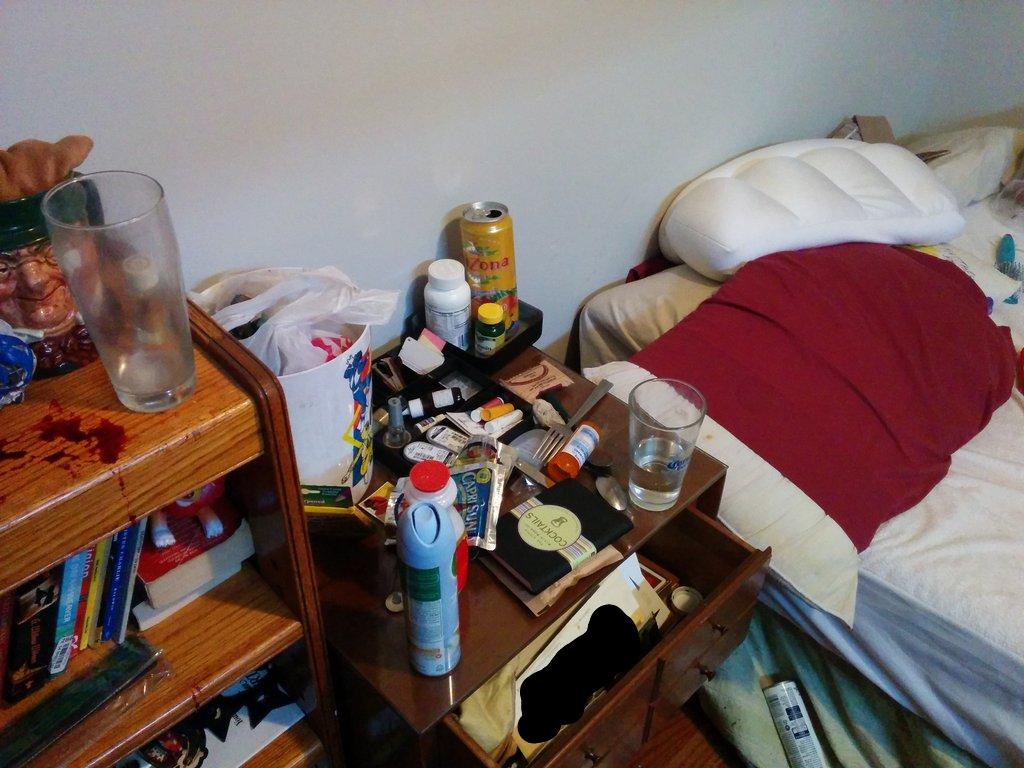 5 - Garbage all over the nightstand